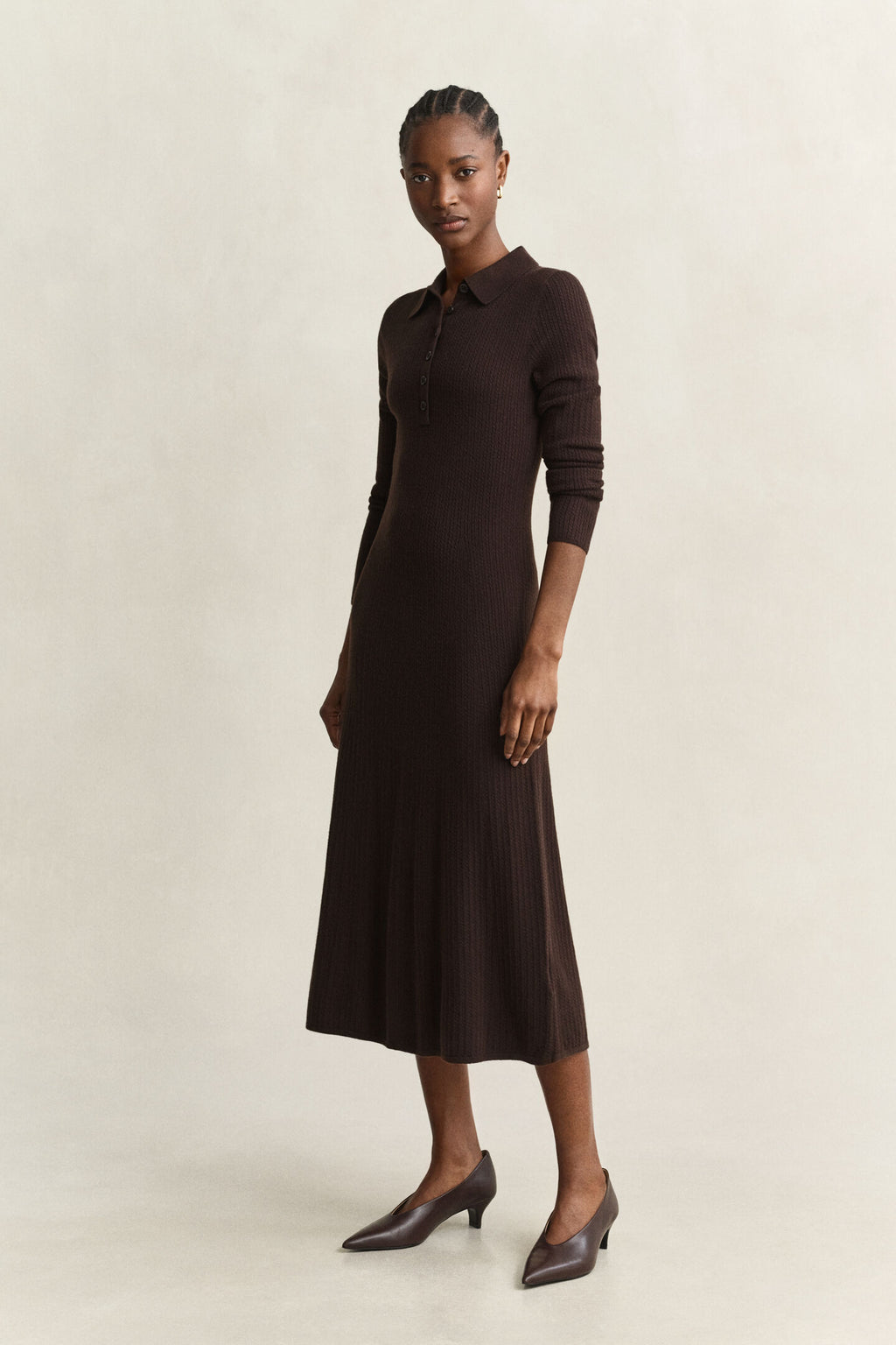 Deep Chocolate Cable Knit Dress