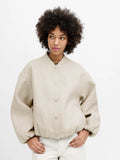 Nellie Oatmeal Textured Bomber Jacket