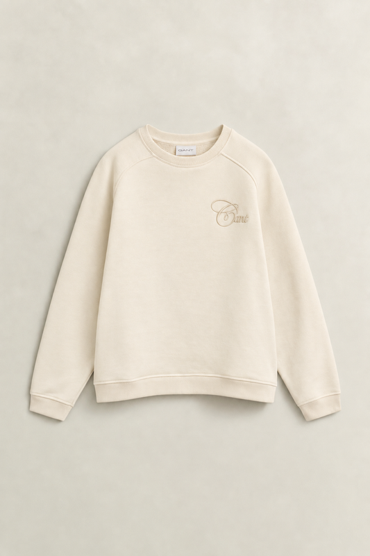 GANT Tonal Script Cream Sweatshirt