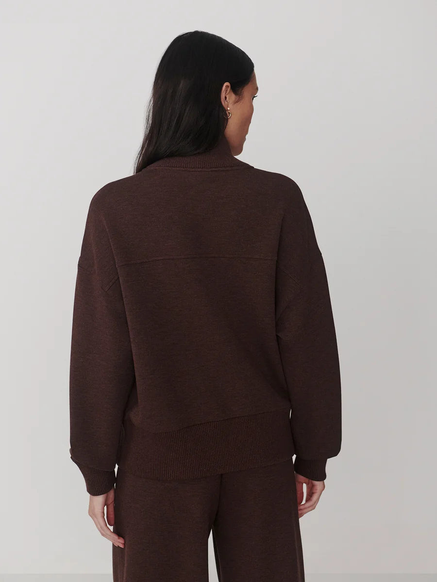 Bronya Coffee Bean Marl Button Placket Sweat