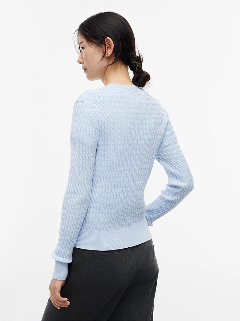 Sky Blue Fine Cable Knit Slim Jumper