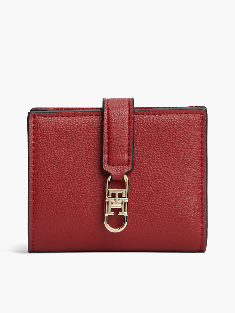 TH Monogram Red Plaque Bifold Wallet