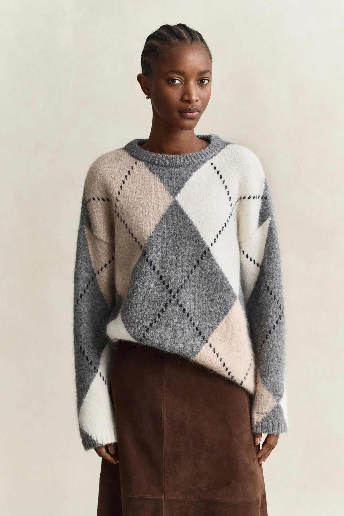 Alpaca Wool Blend Argyle Sweater