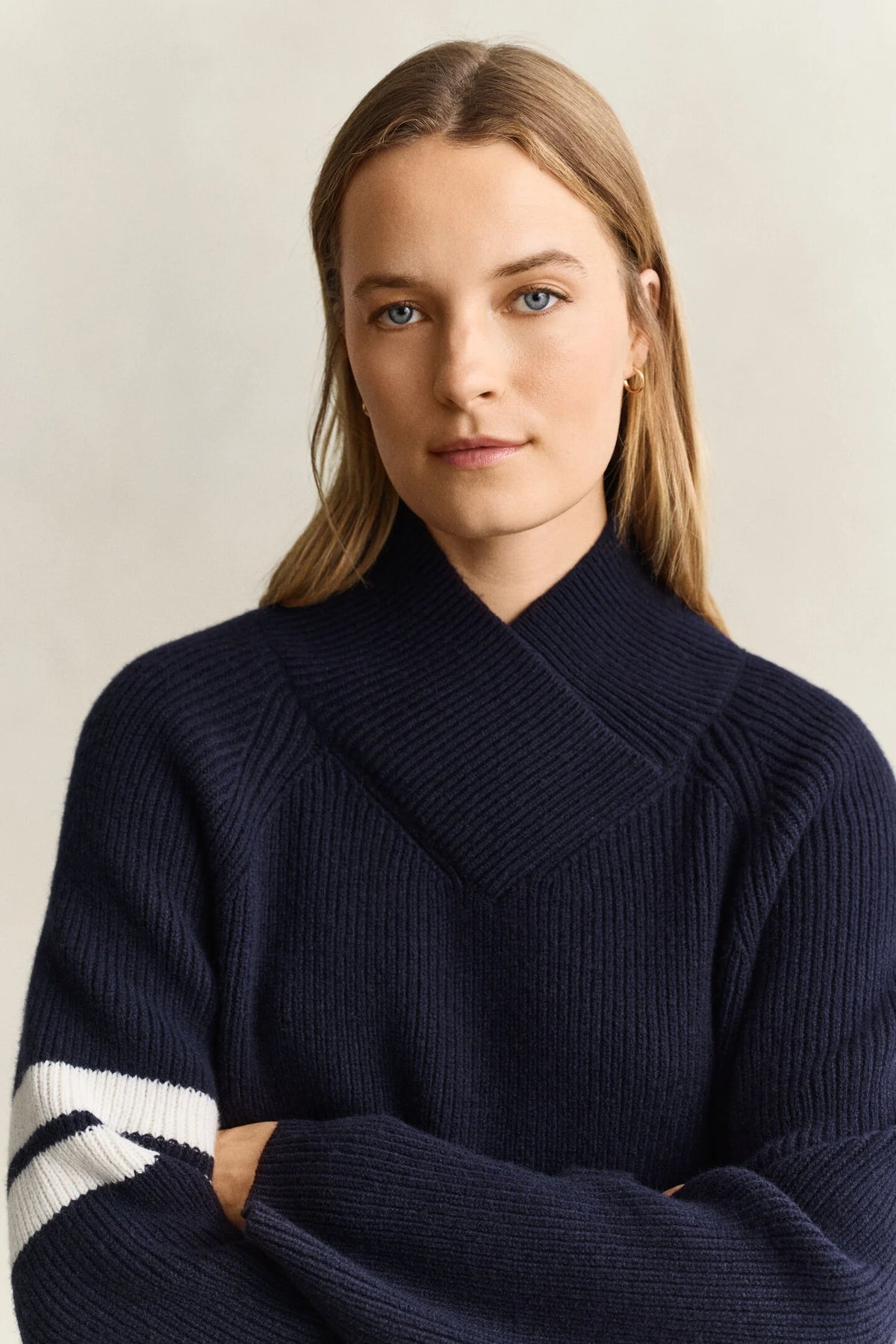 Navy Ribbed Wool Sweater