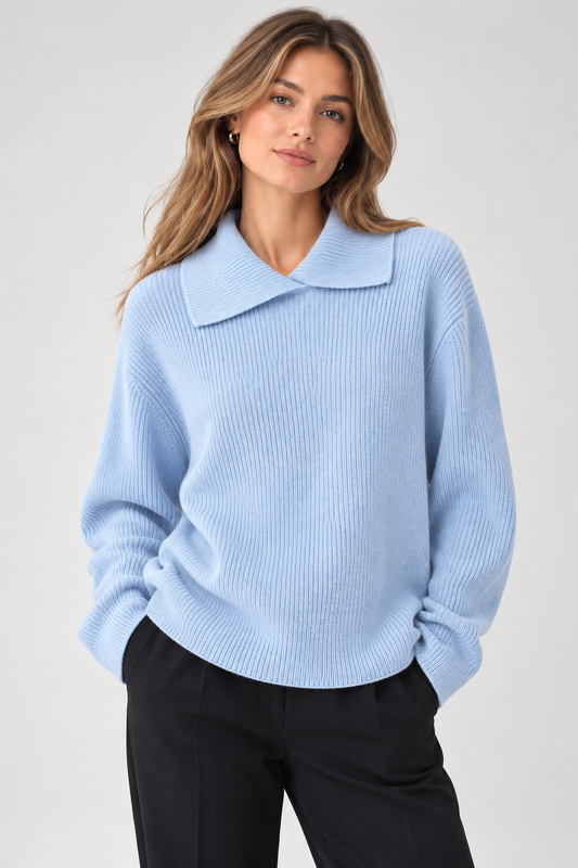 Pale Blue Collar Cashmere Knit