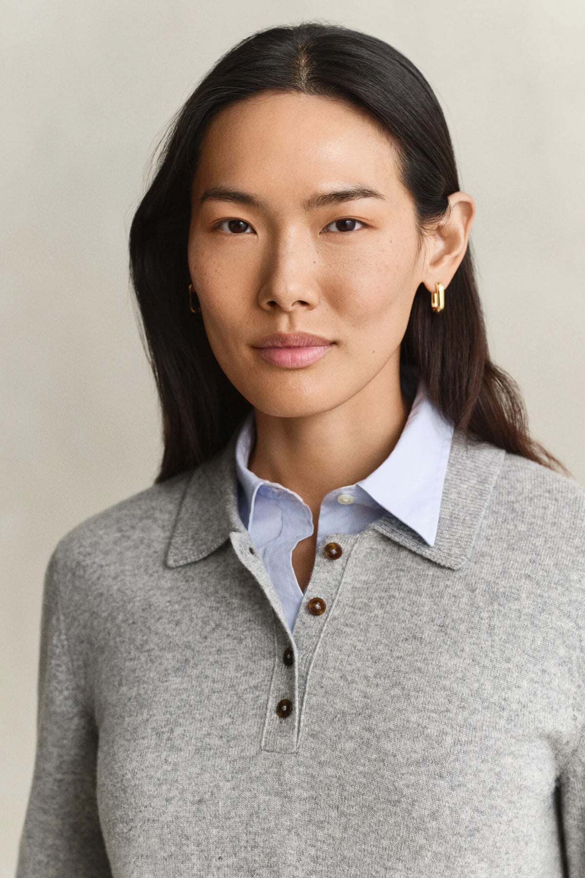 Grey Melange Lambswool Rugger Sweater