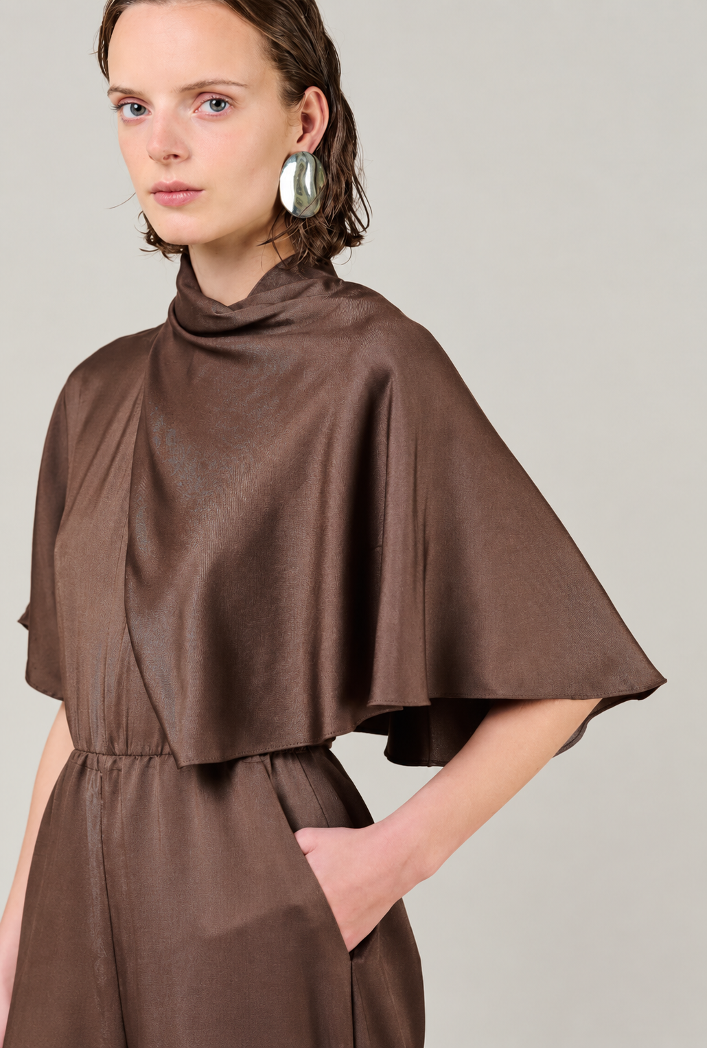 Reinah Cape Style Bronze Jumpsuit