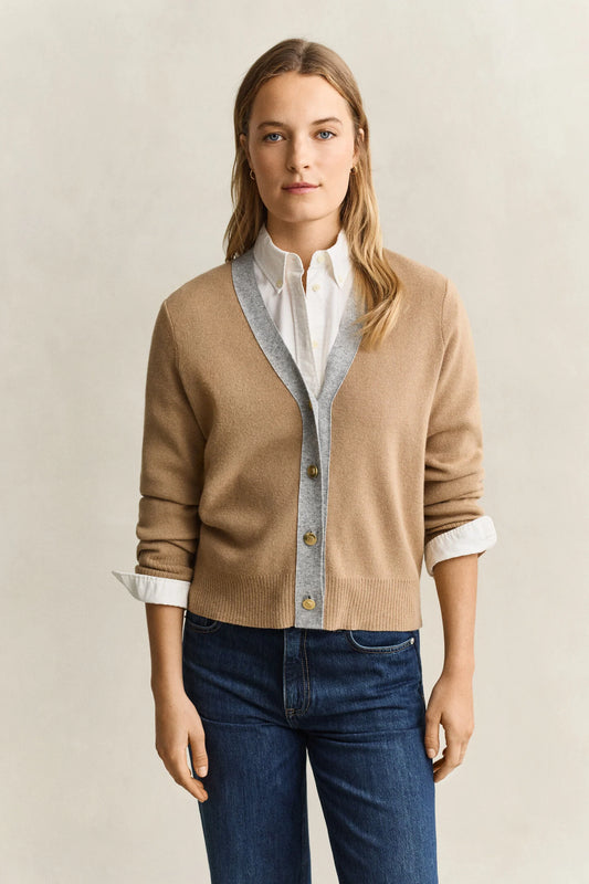 Contrast Colour V-Neck Cardigan