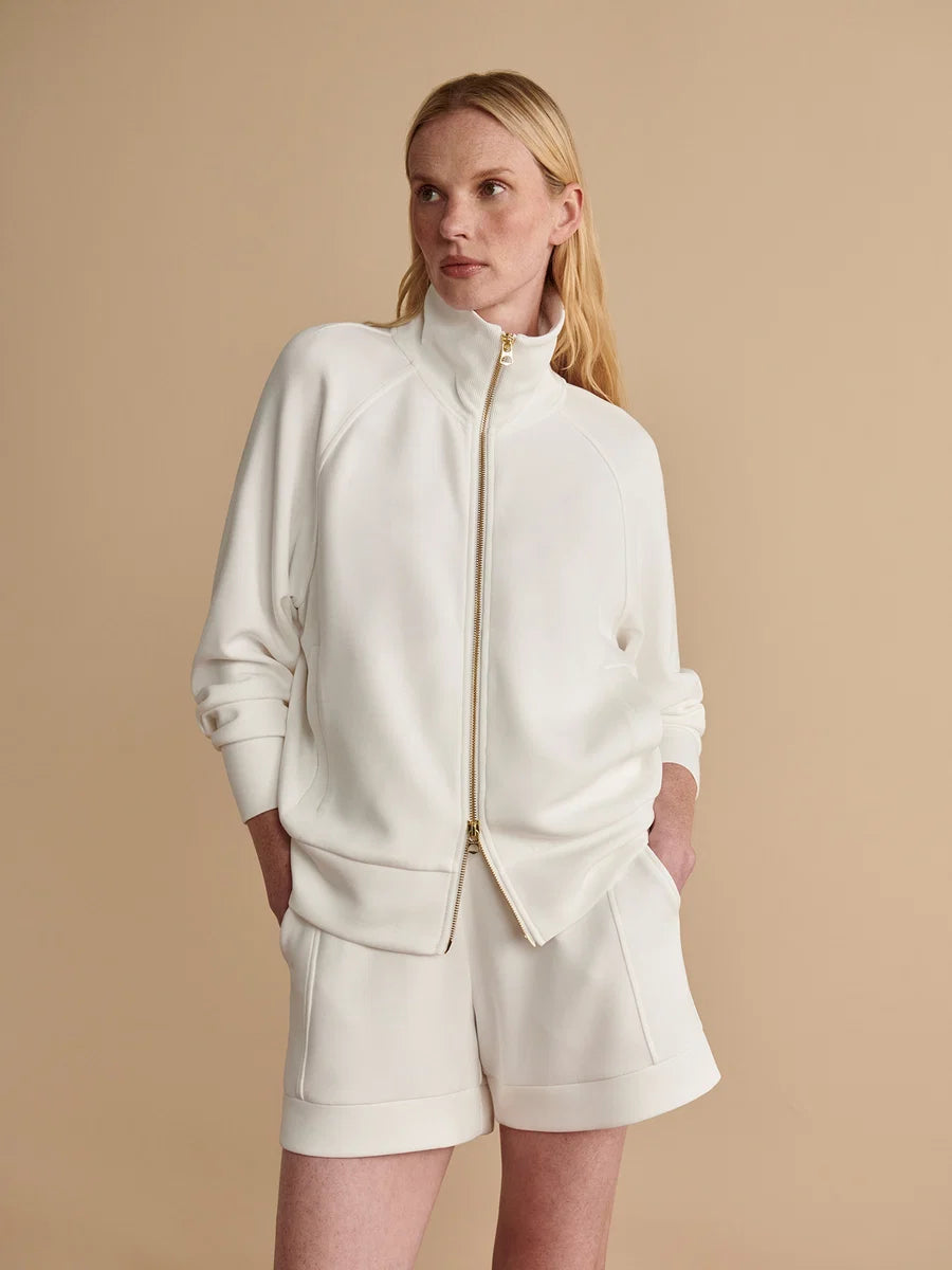 Tyde White Zip-Through Sweat
