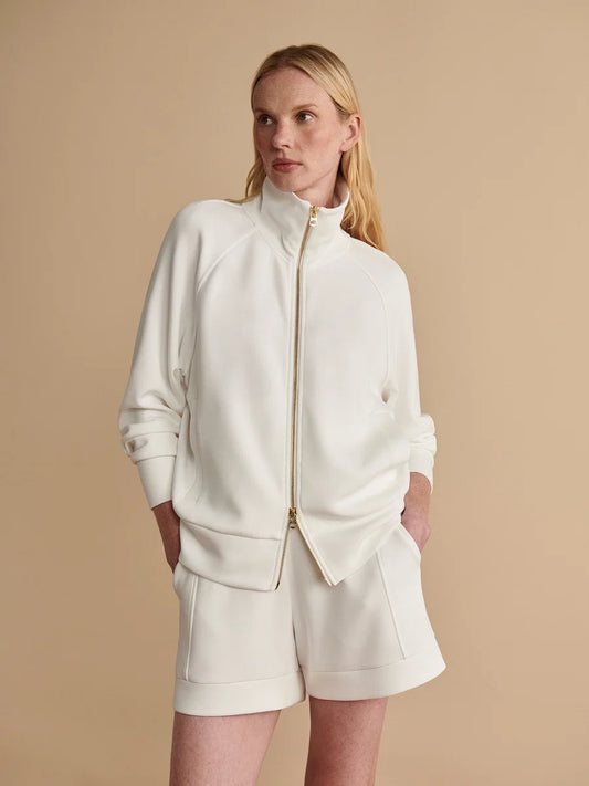 Tyde White Zip-Through Sweat