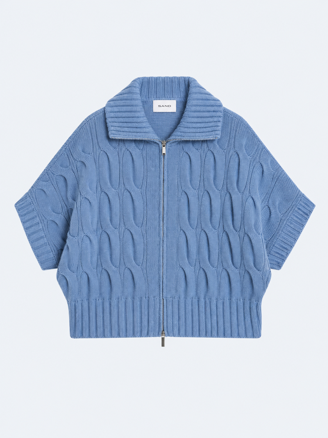 Muna Blue Cable Zip Up Knit