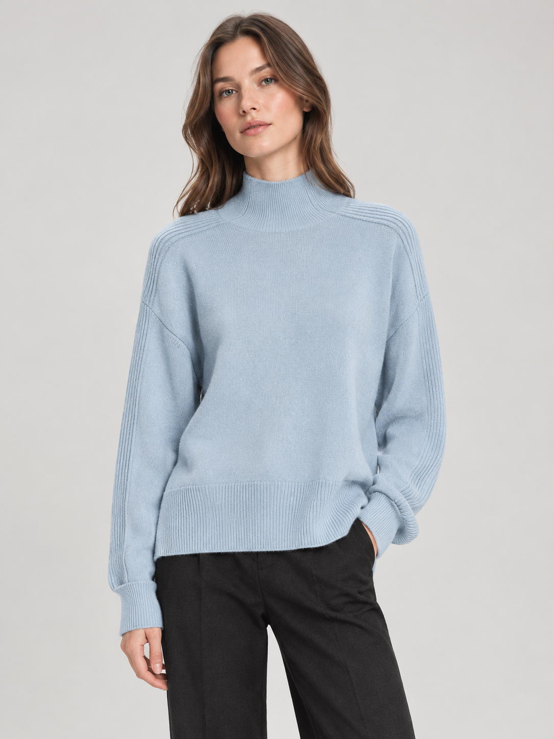 Puro Baby Blue High Neck Knit