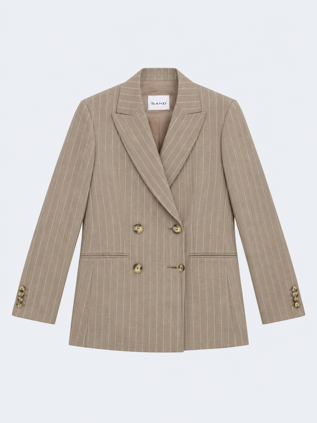 Solene Champagne Beige Pinstripe Blazer
