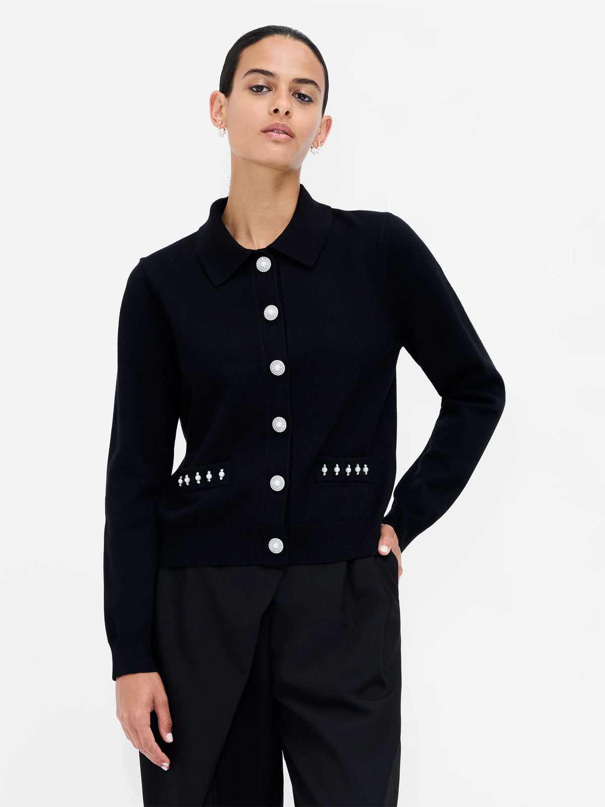 Ellaria Pearl Trim Detail Cardigan