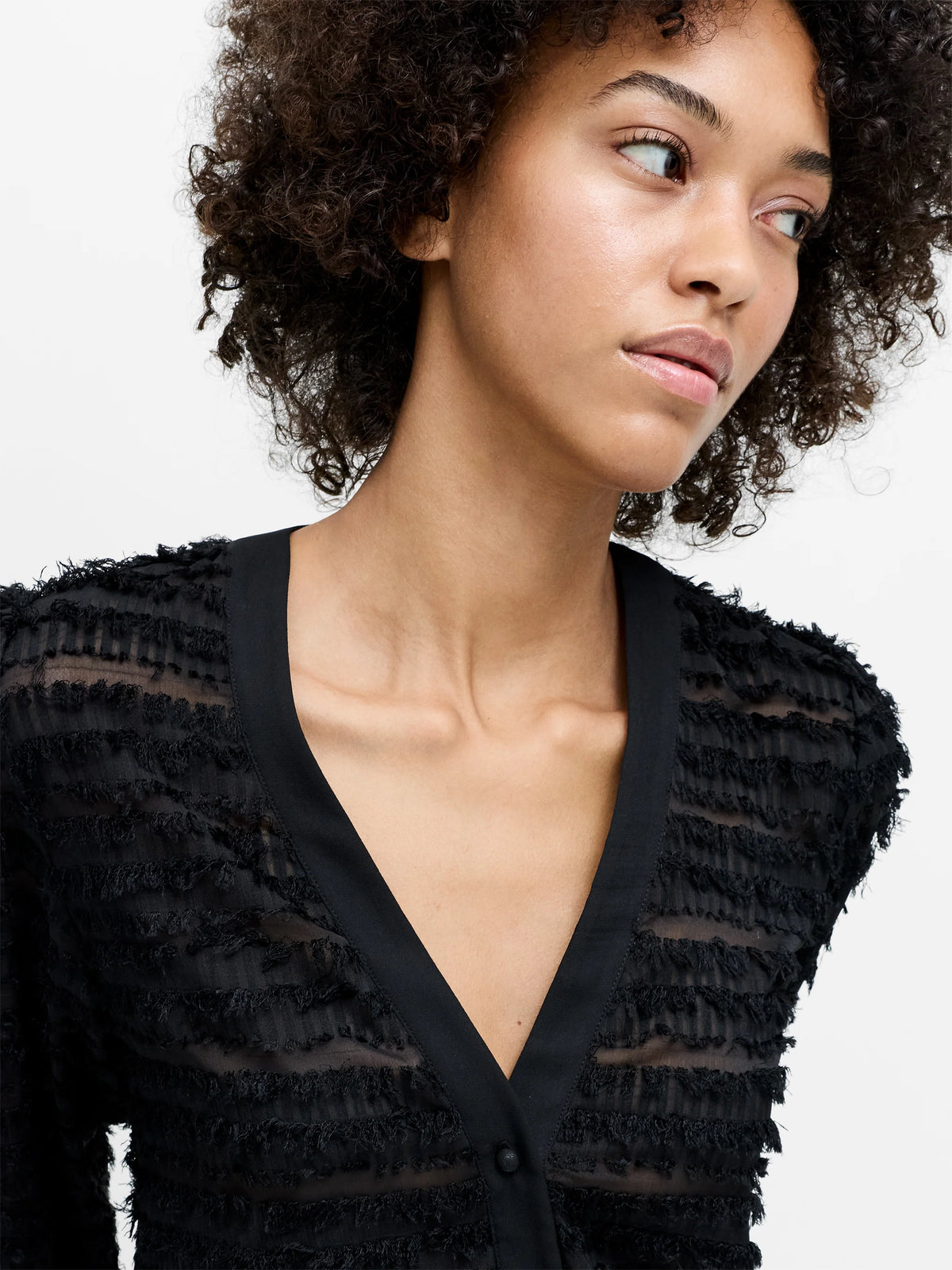 Alana Black Textured Chiffon Blouse
