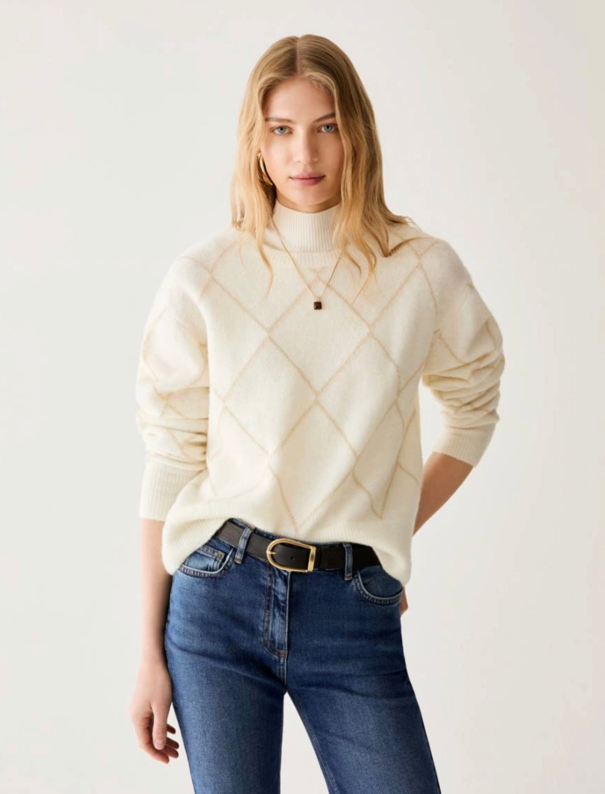 Lamé Cream Diamante Knit
