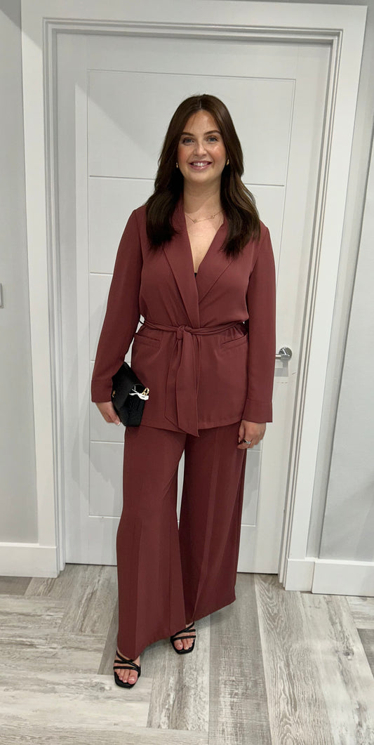 The Flowing Bordeaux Wide Leg Trousers