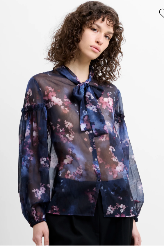 Clara Emina Sheer Bow Tie Shirt