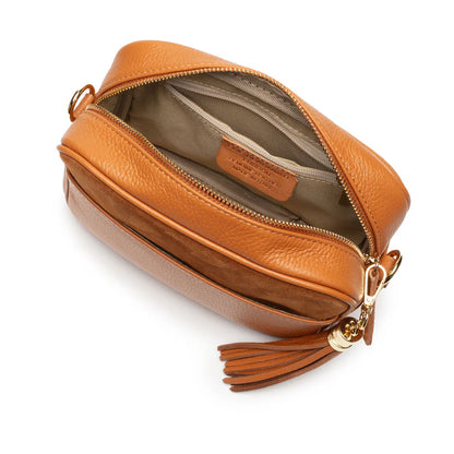 Crossbody Suede Pocket Bag - Tan