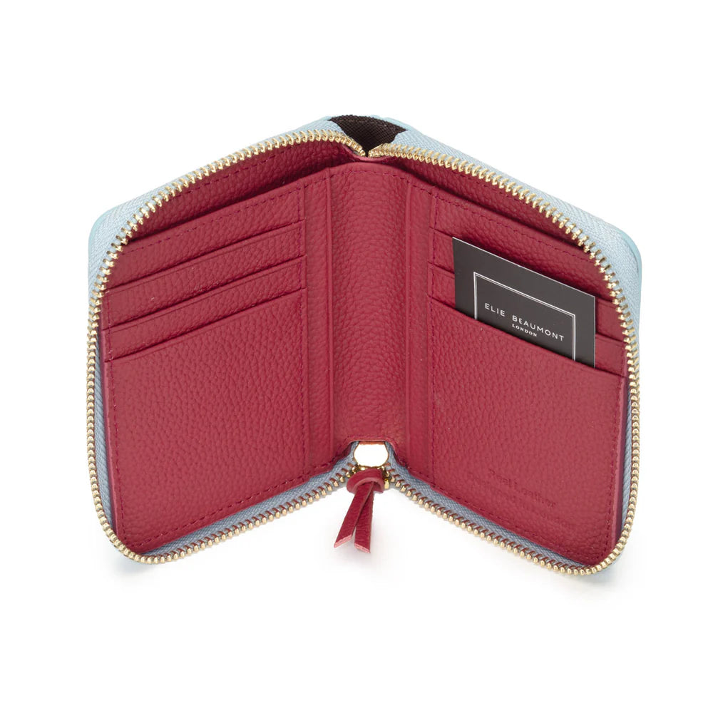 Zipper Purse Powder Blue and Wine