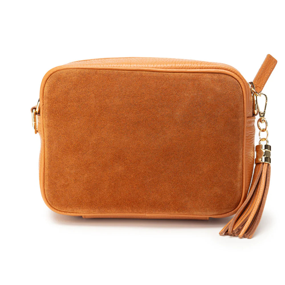 Crossbody Suede Pocket Bag - Tan