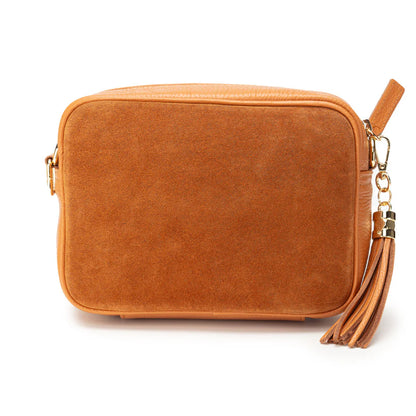 Crossbody Suede Pocket Bag - Tan
