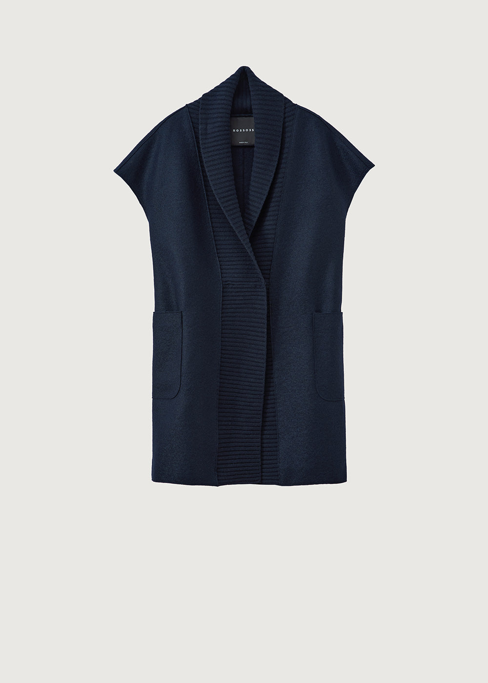 The Navy Boiled Wool Sleeveless Coat