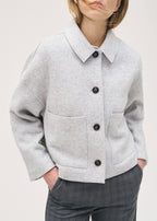 The Light Grey Button Down Boiled Wool Jacket