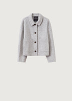 The Light Grey Button Down Boiled Wool Jacket