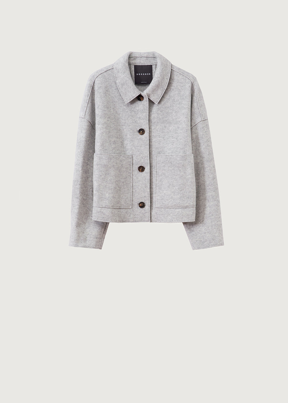 The Light Grey Button Down Boiled Wool Jacket