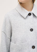The Light Grey Button Down Boiled Wool Jacket