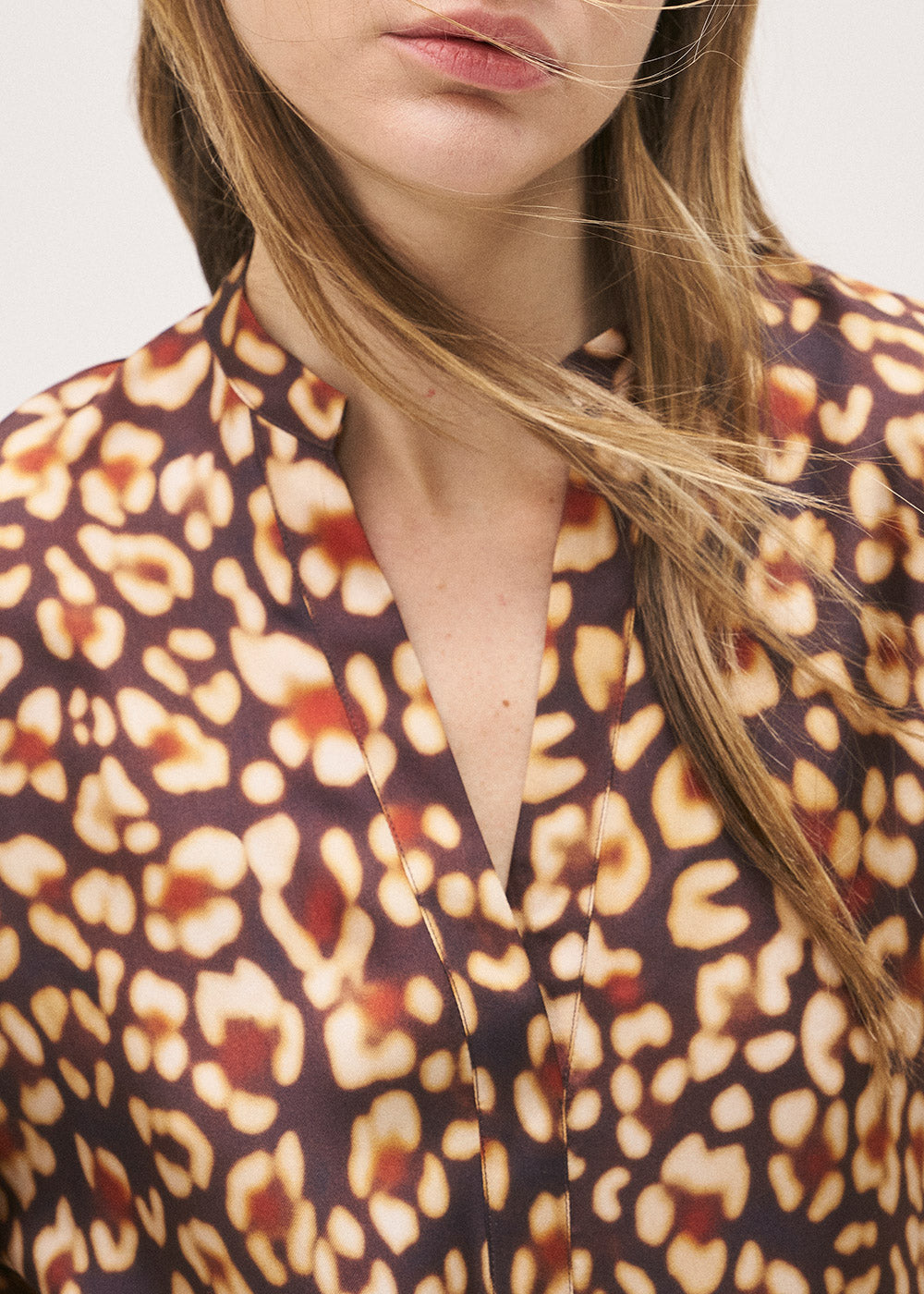 The Floral Copper V-Neck Blouse