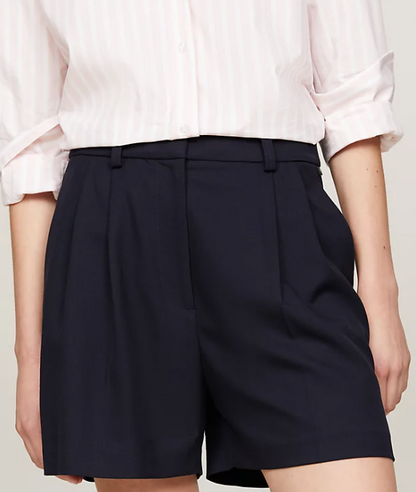 Navy Core Pleated Shorts