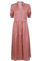 Pattern Pink Piping Silk Shirt Dress