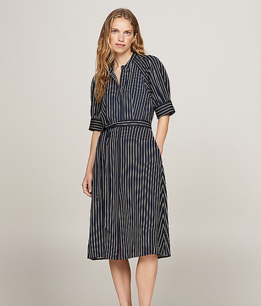 Rope Stripe Relaxed Midi Shirt Dress