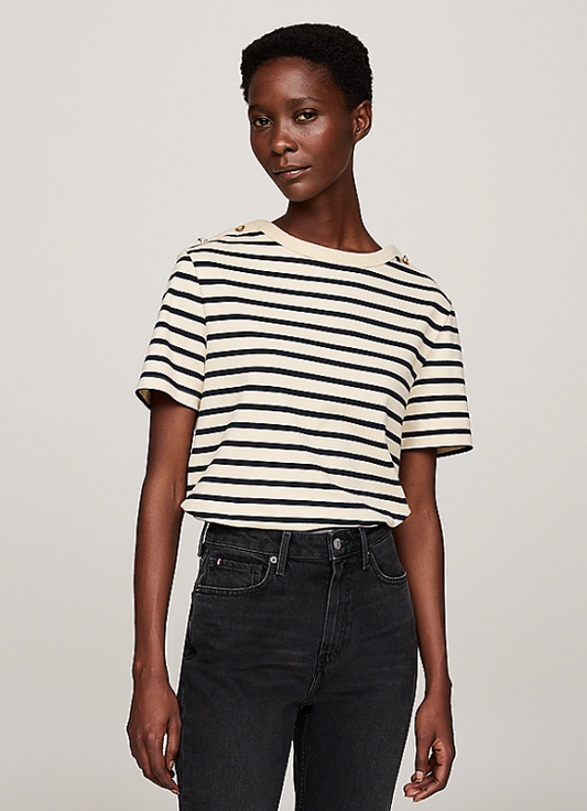 Stripe Boat Neck Relaxed T-shirt