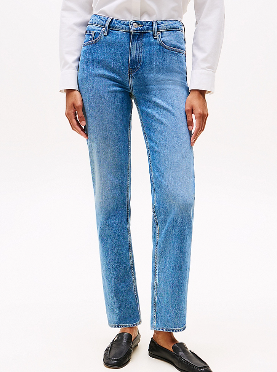 Faded Mid Rise Stright Leg Jeans