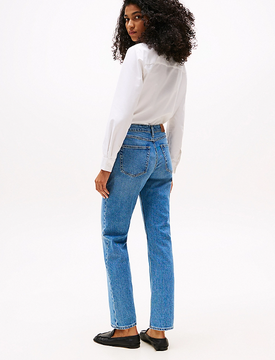 Faded Mid Rise Stright Leg Jeans