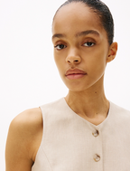 Sleeveless Linen Blend Mini Dress