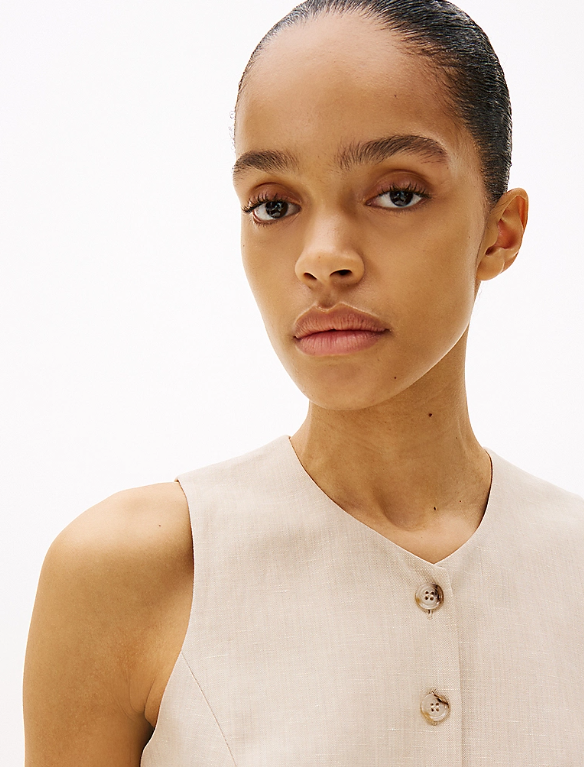 Sleeveless Linen Blend Mini Dress