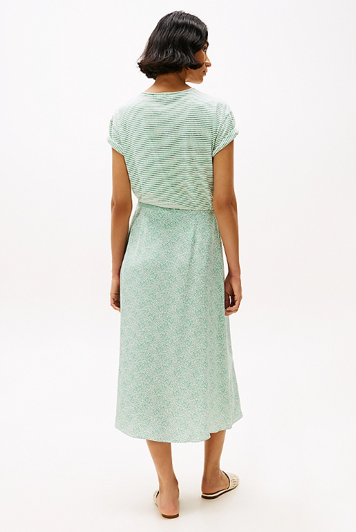 Sateen Wrap Midi Skirt