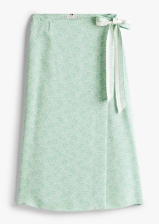 Sateen Wrap Midi Skirt