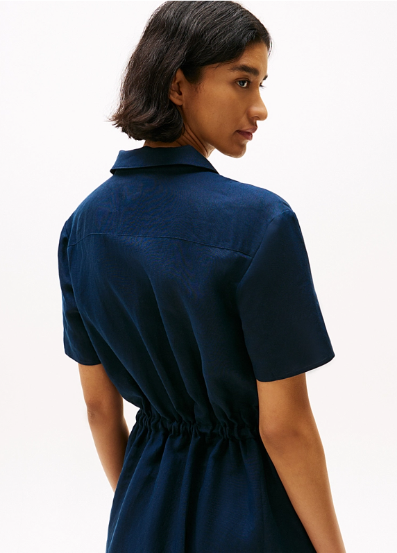 Linen Blend Mini Shirt Dress