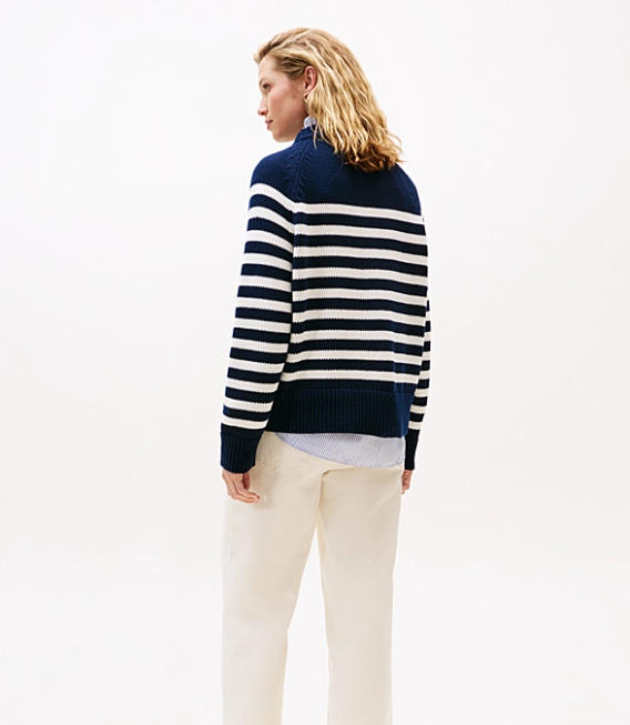 Stripe Mock Neck Relaxed Jumper