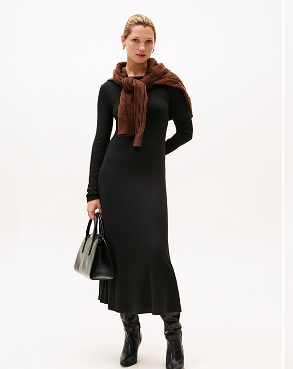 Ribbed Midi Fit And Flare Dress