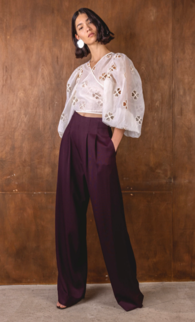 Nellie Burgundy Wide Leg Trousers