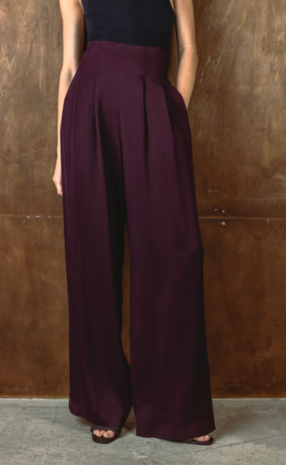 Nellie Burgundy Wide Leg Trousers