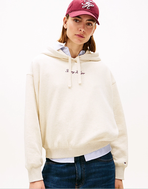 Textured Logo Relaxed Hoodie