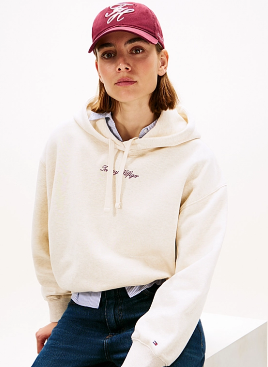 Textured Logo Relaxed Hoodie