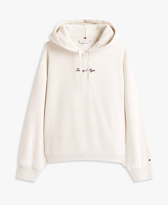 Textured Logo Relaxed Hoodie